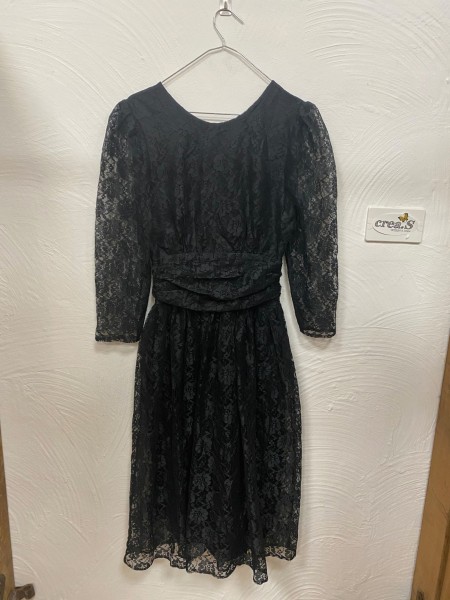 schwarzes Vintagekleid 80s
