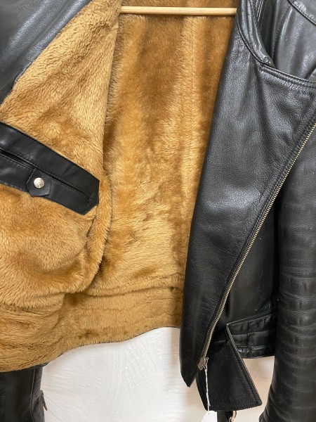 giubbino di pelle - uomo/nero