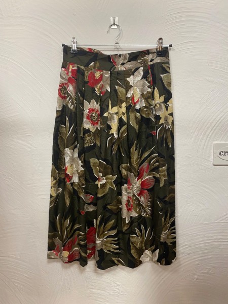 Rock 7/8 olive Blumenmuster